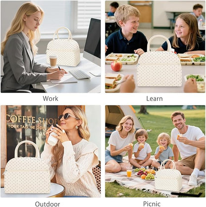 DALINDA Corduroy Lunch Bag Lunch Box for Women Men,Cute Insulated Lunch Bags,Water-Resistant Cute Cooler Lunch Tote Bag, Reusable LunchBox Large Capacity for Work Travel Picnic