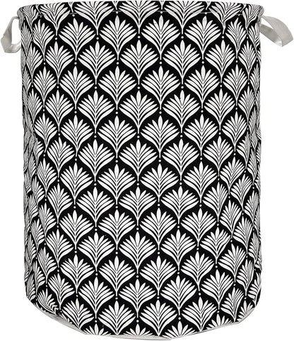 Merdes 19.7’’ Waterproof Foldable Laundry Hamper, Dirty Clothes Laundry Basket, Linen Bin Storage Organizer for Toy Collection (White leaf)