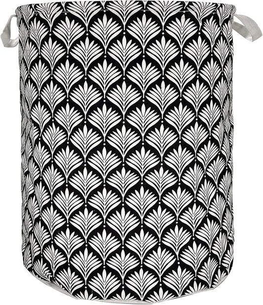 Merdes 19.7’’ Waterproof Foldable Laundry Hamper, Dirty Clothes Laundry Basket, Linen Bin Storage Organizer for Toy Collection (White leaf)