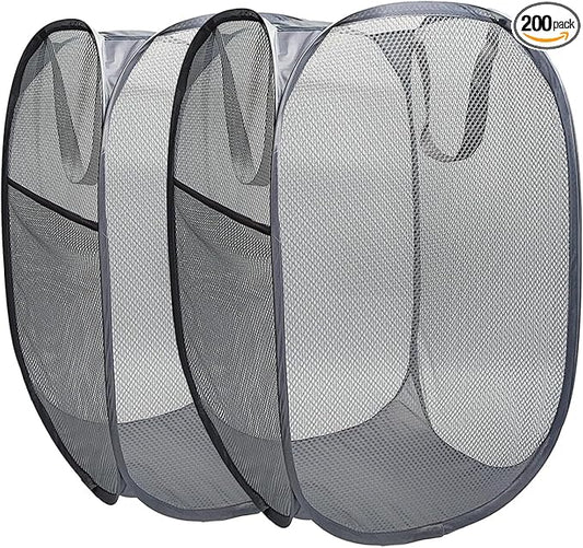 The upgraded pop-up laundry basket features a breathable side pocket mesh design, making it ideal for rooms, apartments, dormitories, travel, business trips, and children's storage(2, Gray)