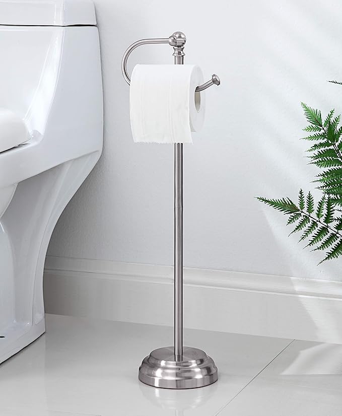 SunnyPoint Classic Bathroom Free Standing Toilet Tissue Paper Roll Holder Stand