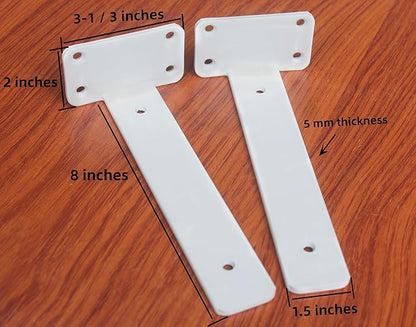 12 Pack - 8 inch White Hidden L Shelf Bracket (1/5 Inch Thicked) Iron Floating Shelf Brackets Rustic Industrial Metal Brackets for Shelf Support
