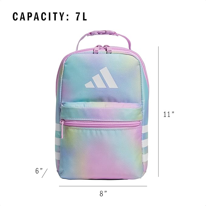 adidas Kids Santiago Lunch Bag – Insulated Cooler Lunchbox for Girls & Boys, 8L, Adi Comp Black/Bright Royal Blue/White/3, One Size