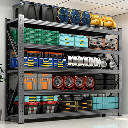 8000LBS Garage Storage Shelves, 5 Tier Adjustable Industrial Garage Shelving, Heavy Duty 63" W x 24" D x 71" H Metal Shelving Unit, Utility Rack Shelf for Storage, Warehouse, Pantry