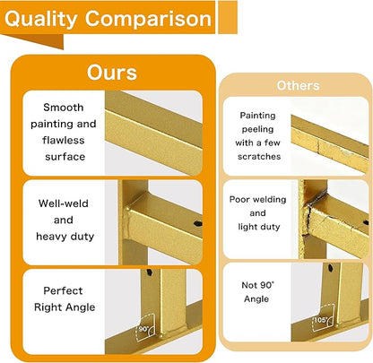 6 Pcs Heavy Duty Shelf Brackets 10 Inch Wall Mounted Industrial Metal Shelving Supports with Lip Gold