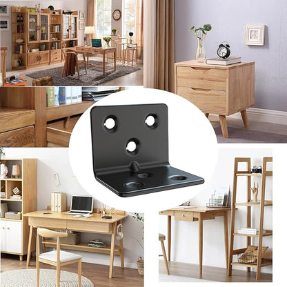Black Stainless Steel Shelf Bracket,Joint Right Angle Bracket,L Shape Heavy Duty Metal Corner Brace Shelf Supporter for Wood Aufuga (20, 1.5x1.2x1.2)