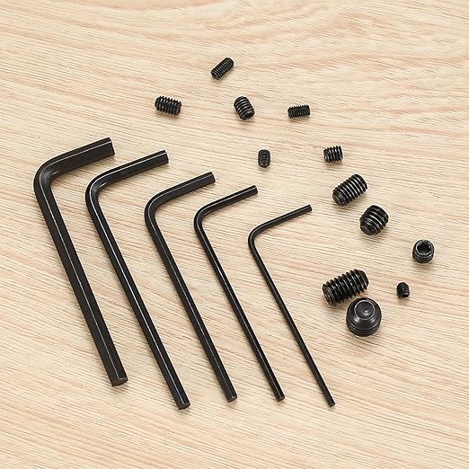 80 Pcs Allen Head Screws, Hex Socket Head Screws, Grub Screw Set, M3/M4/M5/M6/M8 Metric Stainless Steel Internal Hex Drive Cup-Point Screw Assortment Kit for Door Handles, Light Fixture(Black)