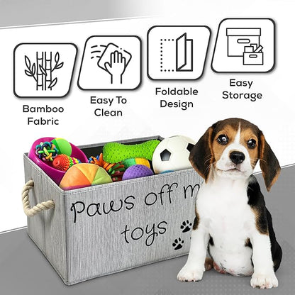 Storage Bin for Dog Toys | Medium size dog toy storage | Dog Toy Organizer for Chew Toys, Balls, and More | Toy Storage Bins for Dogs | Permanent Ink printed lettering