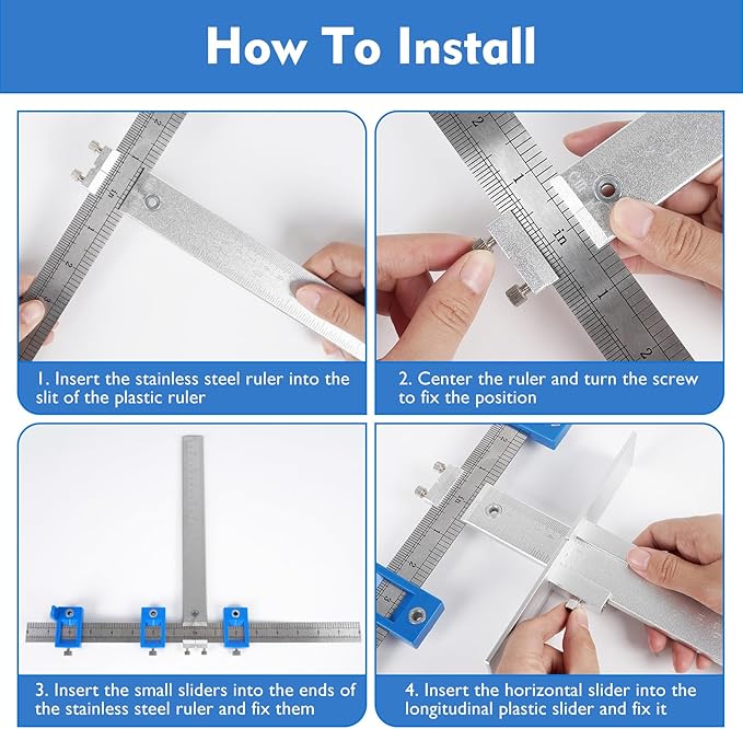 Metal Cabinet Hardware Jig, Punch Locator Drill Guide,Wood Drilling Dowelling Guide for Installation of Handles Knobs on Doors and Drawer, Cabinet Template Tool for Handles and Pulls