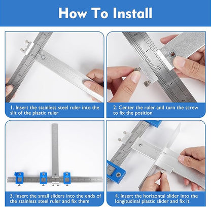 Metal Cabinet Hardware Jig, Punch Locator Drill Guide,Wood Drilling Dowelling Guide for Installation of Handles Knobs on Doors and Drawer, Cabinet Template Tool for Handles and Pulls