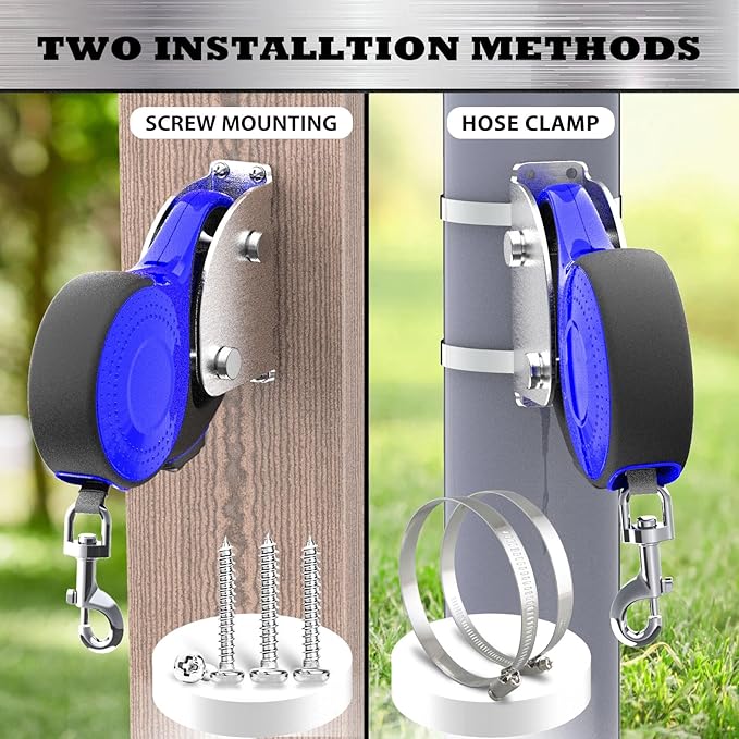Heavy Duty Retractable Leash Wall Mount,Secure Dog Parking Station for Hands-Free Convenience,Rustproof&Chewproof Tie Out Hook,Indoor-Outdoor Safety Anchor for All Dog Sizes