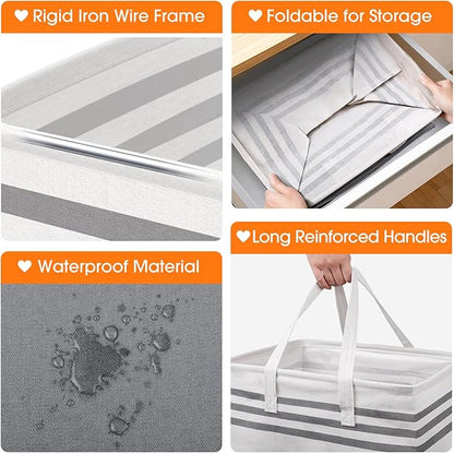 4 Pack Large Laundry Baskets, Laundry Hampers, Freestanding Waterproof Collapsible Clothes Bag with Extended & Reinforced Handles - Clothes Basket for Dorm, Bathroom, Home (88L)
