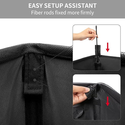 Chrislley 45L Slim Laundry Hamper Narrow Laundry Basket with Handle Foldable Dirty Clothes Portable Skinny Hamper Organizer Storage Bins (22 inches, black)