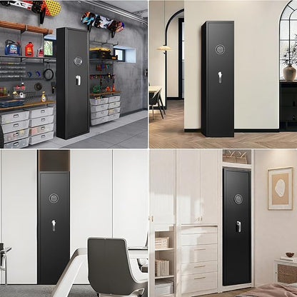 Marcree Gun Cabinet for Rifles and Shotguns, Digital Rifle Gun Safe with Inner Safe Box, Rifle Safes for Home with Dual Alarm System&Removable Shelf, Handgun Bags, LED Light&Magnetic LED Light
