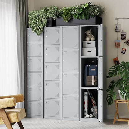 Letaya Metal Lockers for Employees,71" Steel Storage Cabinet with 6 Door Lockable for Office Staff,Home Sundries,Gym,School (Gray)