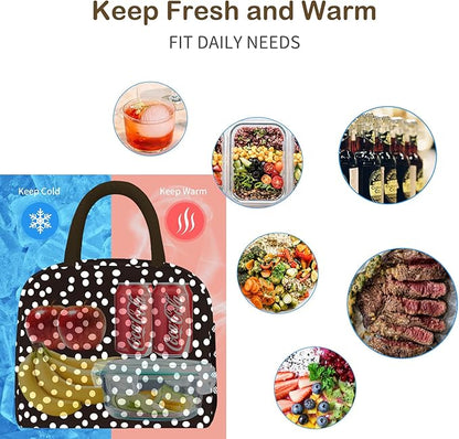 DALINDA Lunch Bag Lunch Box for Women Men Reusable Insulated Lunch Tote Bag,Leakproof Thermal Cooler Sack Food Handbags Case High Capacity for Travel Work Picnic Beach