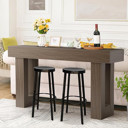 Depeht 63" Long Entryway Console Table, Wooden Farmhouse Sofa Behind Couch Table with Thickened Base, Large Industrial Hallway Accent Furniture for Living Room, Entrance, Foyer, Hallway (Oak)