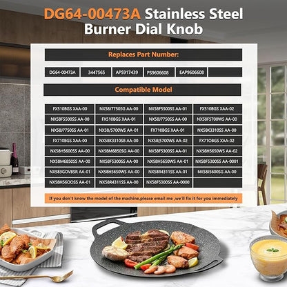 DG64-00473A Burner Control Dial Knob Range Oven Replacement Compatible with Samsung Gas Stove Knob NX58H5600SS NX58F5700WS NX58H5650WS NX58J7750SS NX58M6850SS （5pcs）.