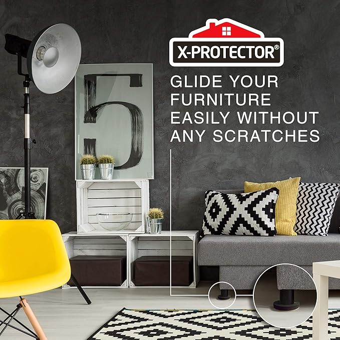 X-Protector Furniture Sliders - 8 PCS 3 1/2" - 4 Furniture Sliders Hardwood Floors & 4 Furniture Sliders for Carpet - Moving Pads for All Floor Types! Reusable Sliders to Move Furniture Easily!