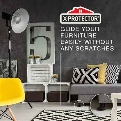 X-Protector Furniture Sliders - 8 PCS 3 1/2" - 4 Furniture Sliders Hardwood Floors & 4 Furniture Sliders for Carpet - Moving Pads for All Floor Types! Reusable Sliders to Move Furniture Easily!