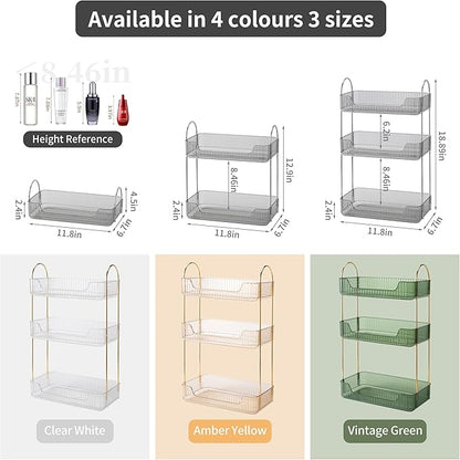 3 Tier Bathroom Organizer Countertop Makeup Perfume Tray Skincare Organizer for Bathroom Dresser Vanity (Grey)