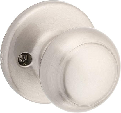 Kwikset Cove Dummy Door Knob, Single Sided Handle for Closets, French Double Doors, and Pantry, Satin Nickel Non-Turning Interior Push/Pull Door Knob, with Microban Protection