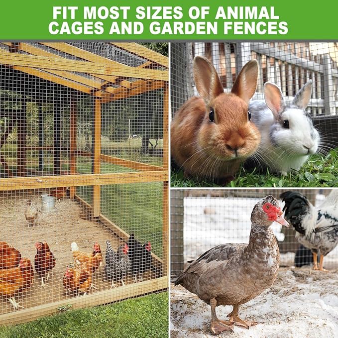 Land Guard 19 Gauge Hardware Cloth, 1/2 inch Chicken Wire Fence, Galvanized Welded Cage Wire Mesh Roll Supports Poultry Netting Cage Fence………