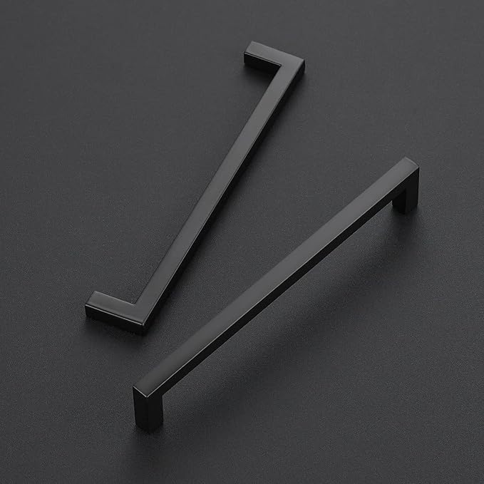 Ravinte 20 Pack Solid 6-1/4 Inch Center to Center Slim Square Bar Drawer Handles - Cabinet Hardware Pulls in Matte Black for Kitchen
