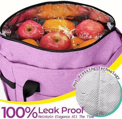 KIPBELIF Cute&Classy Roomy Insulated Lunch Bags for Women - Stylish & Functional Large Tote Adult Lunch Box for Working & Picnic (Purple, M)