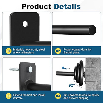 EVERYMATE Weight Plate Rack, Wall Mount Weight Plate Holder for Bumper Plates, Max Weight Capacity 330 lb, Home Gym Organizer