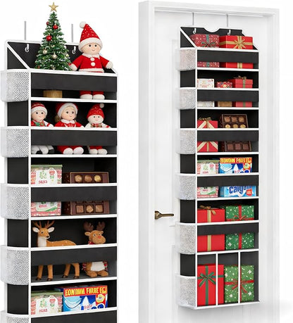 Over The Door Organizer Hanging 6-Shelf Storage Organizer with 50lb Heavy Duty Perfect for Bathroom Closet Nursery Bedroom Laundry Pantry (Black, 1 Pack)