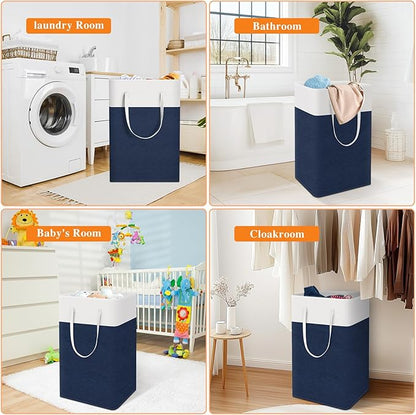 laundry basket 3-Pack, laundry hamper, Hamper with handles, collapsible laundry baskets, Waterproof dirty clothes hamper, Towel Storage for Home or Dorm, 88L-Blue
