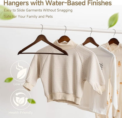 StorageWorks Clothes Hangers, Wooden Hangers 30 Pack for Closet, Wood Hangers for Coats, Shirts, Jackets, Pants, Suits, Walnut Color