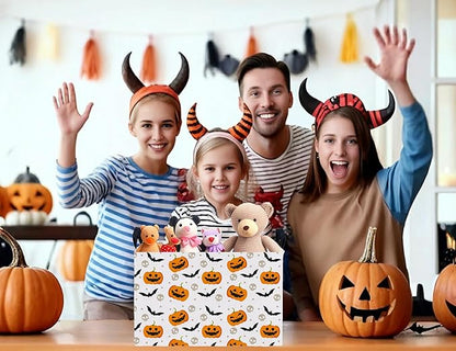 Large Halloween Themed Candy Gift Boo Basket for Kids Baby Personalized Adults Storage Bin Fall Decor(Bat Pumpkin)