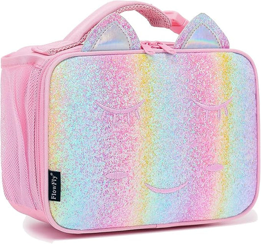 FlowFly Kids Lunch box Insulated Soft Bag Mini Cooler Back to School Thermal Meal Tote Kit for Girls, Boys, Smile