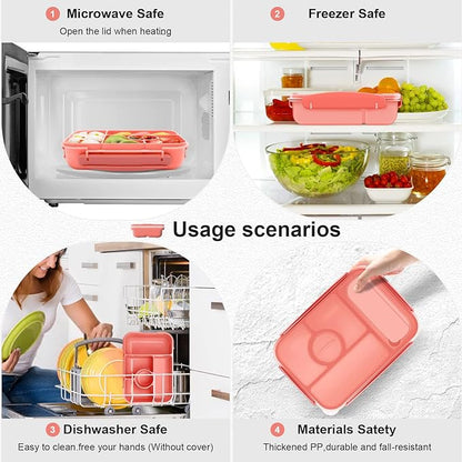 Bento Box Adult Lunch Box Kids,Lunch Containers for Adults/Kids/Toddler,5 Compartments Bento Lunch Box with Sauce Vontainers,Microwave & Dishwasher & Freezer Safe,BPA-Free(Pink)