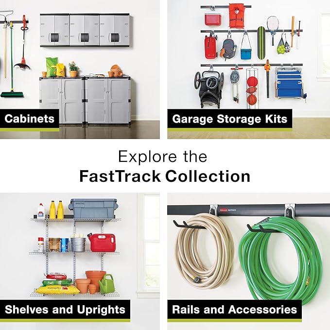 Rubbermaid Plastic Garage Corner Tool Tower Rack, Easy to Assemble, Organizes up to 30 Long-Handled Tools/Rakes/ Brooms/Shovles for Home/House/Outdoor/Sheds