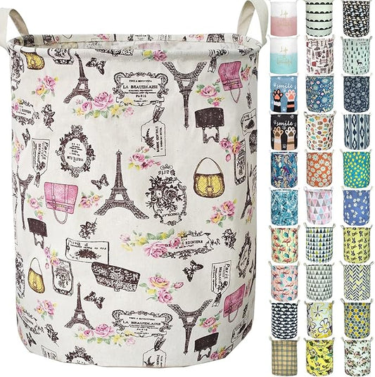 Merdes 19.7’’ Waterproof Foldable Laundry Hamper, Dirty Clothes Laundry Basket, Linen Bin Storage Organizer for Toy Collection (Paris)