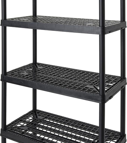 Gracious Living 72 Inch 5 Shelf Heavy Duty Light Weight Garage or Indoor Storage Unit Holds up to 150 Pounds with Easy Assembly (1 Pack), Black