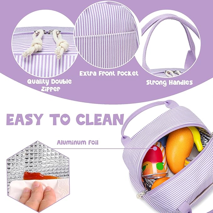 Bluboon Lunch Bag for Women Men Cute Corduroy Lunch Tote Bags Reusable Insulated Lunch Box Large Capacity Reusable Insulated Cooler for Work Picnic or Travel