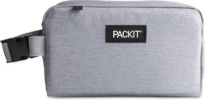 PackIt Freezable Snack Box, Gray Fog, Built with EcoFreeze Technology, Collapsible, Reusable, Zip Closure with Buckle Handle, Designed For Work Snacks, Fresh Snacks On the Go, Adults, and All Ages