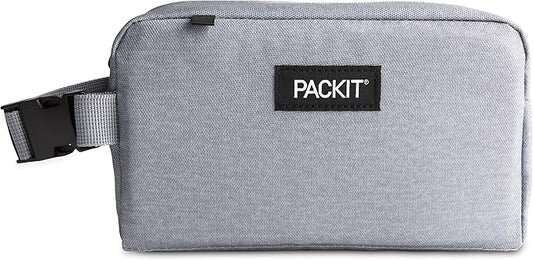 PackIt Freezable Snack Box, Gray Fog, Built with EcoFreeze Technology, Collapsible, Reusable, Zip Closure with Buckle Handle, Designed For Work Snacks, Fresh Snacks On the Go, Adults, and All Ages