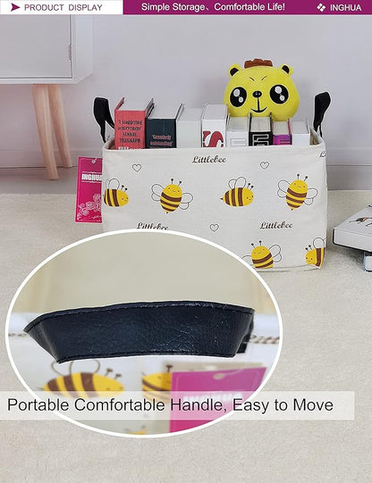 Rectangular Storage Basket Fabric Organizer Bin for Toys,Books,Clothes,Gifts,Pets-Perfect for Home,Office,Nursery,Dorm,Shelf(Rec-Bee )