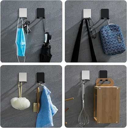 Razor Holder Shaver Hook Hanger Stand(2 Pack)Heavy Duty Self Adhesive Hooks Stainless Steel Sticky Wall Hooks,Shower Hook for Razor,Bathroom Kitchen Organizer for Plug Robe Towel Loofah Bathrobe Coat