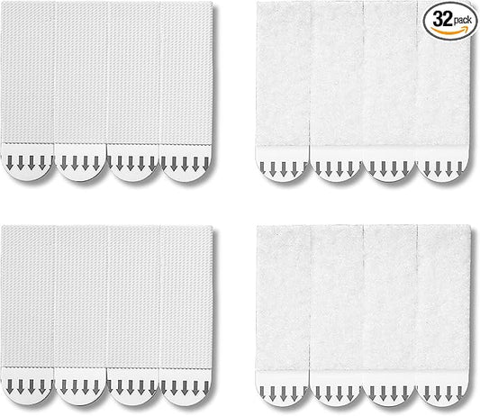 32-Pairs(64 Strips) Medium Picture Hanging Strips, Hook and Loop Tape, Picture Hanger Damage Free, Waterproof Adhesive Strips for Frame Hanging and Christmas Decorations, Heavy Duty