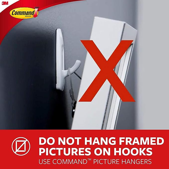 Command Medium Designer Hooks, 2 Hooks and 4 Command Strips, Damage-Free Hanging Wall Hook with Adhesive Strips, No Tools Great for Hanging, Organization and Storage, Holds up to 3 lb