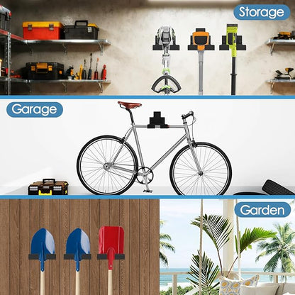 Heavy Duty Garage Organizer Wall Hanger, Weed Whackers Holder Wall Mounted, Shed Organizer Trimmer Rack for Grass, Garage, Garden Tools Storage, 2 Packs