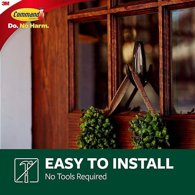 Command Outdoor Large Bronze Hooks, Holds 5 lb, 3 Hooks 4 Strips, Damage-Free, Weather Resistant for Hanging Decor