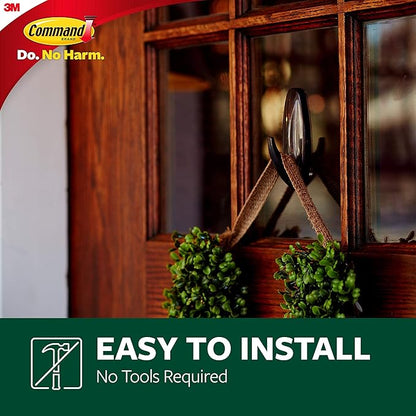 Command Outdoor Large Bronze Hooks, Holds 5 lb, 3 Hooks 4 Strips, Damage-Free, Weather Resistant for Hanging Decor