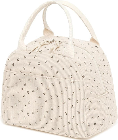 Bluboon Lunch Bag for Women Men Cute Corduroy Lunch Tote Bags Reusable Insulated Lunch Box Large Capacity Reusable Insulated Cooler for Work Picnic or Travel